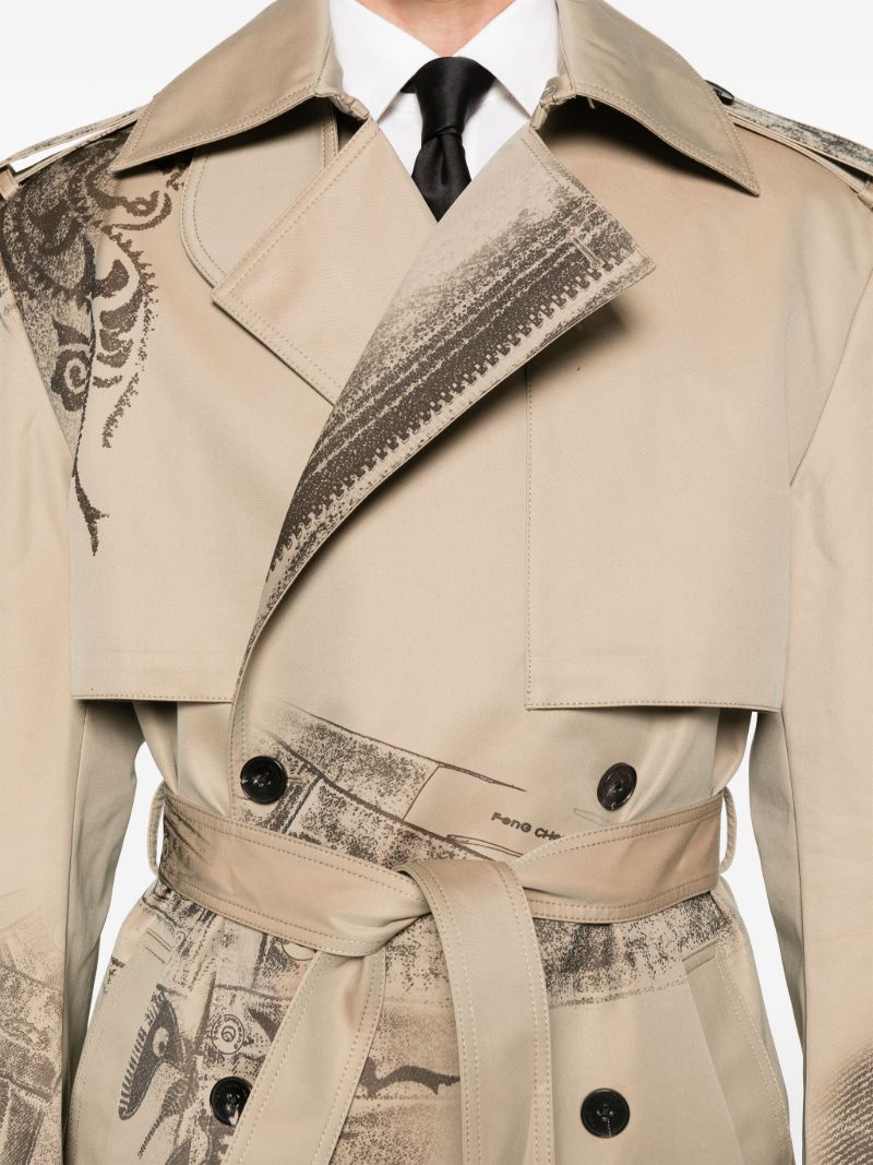 Zip-print Trench Coat