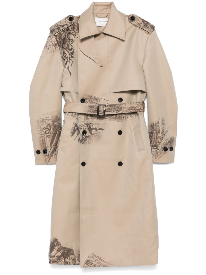 Zip-print Trench Coat