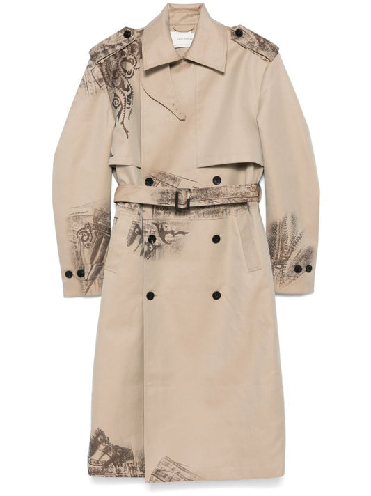 Zip-print Trench Coat
