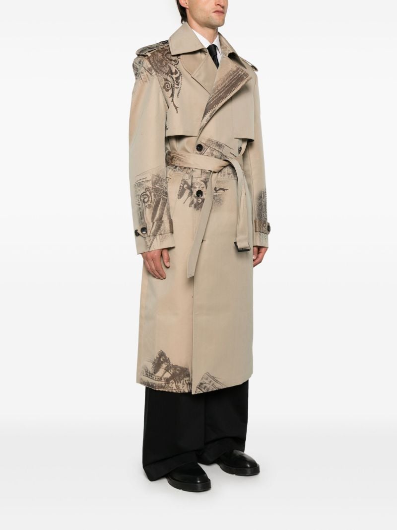 Zip-print Trench Coat