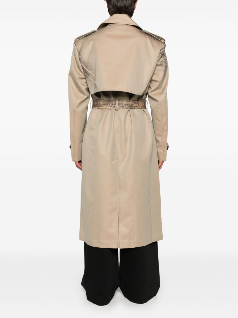 Zip-print Trench Coat