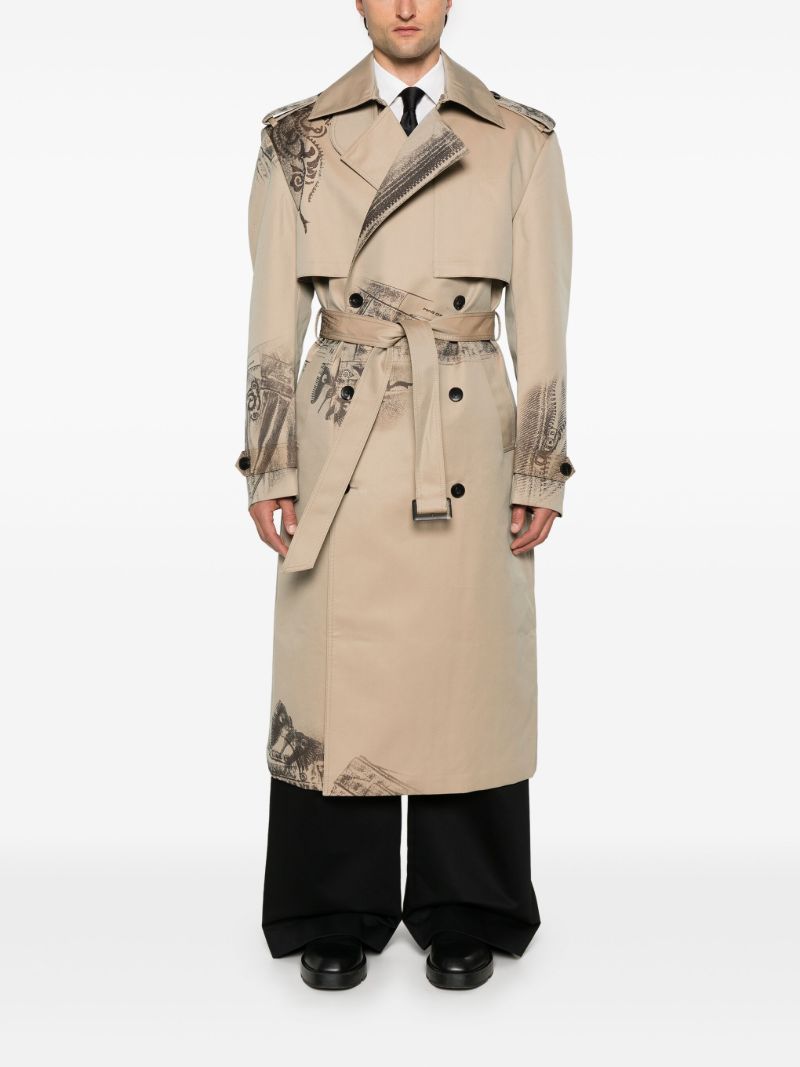 Zip-print Trench Coat