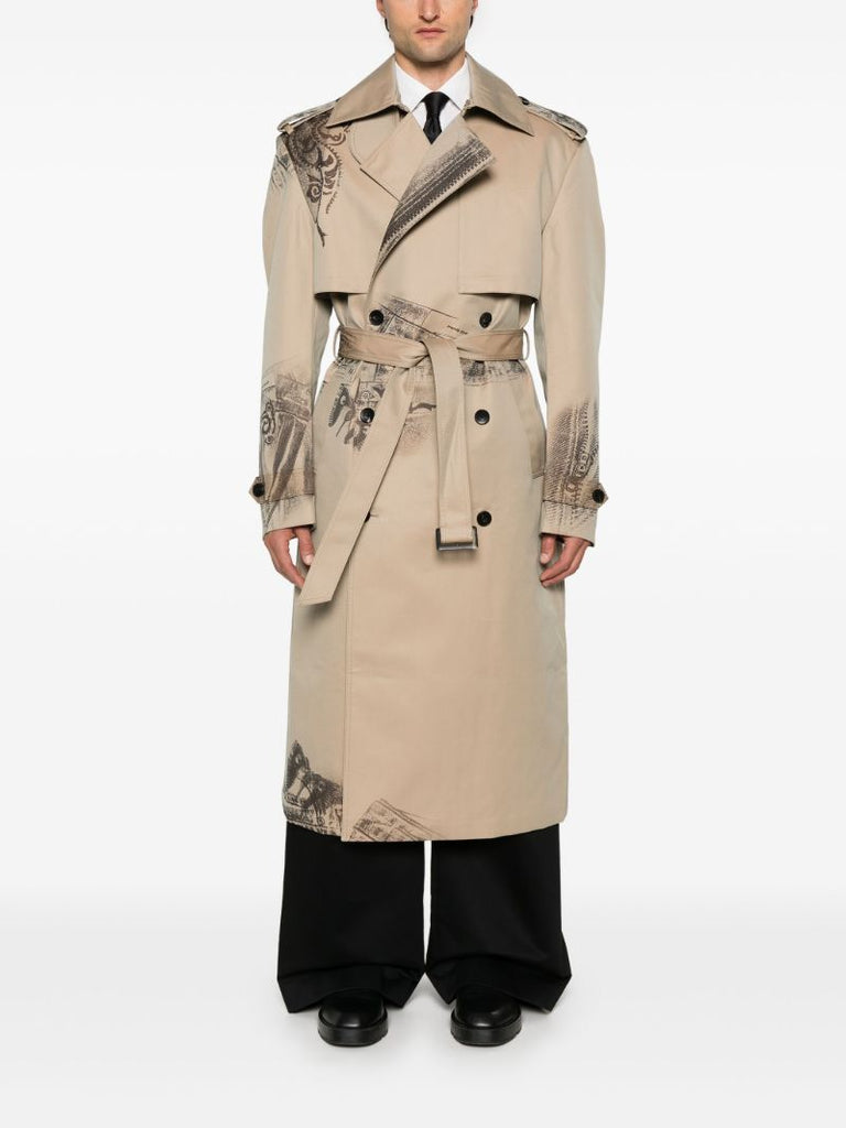 Zip-print Trench Coat