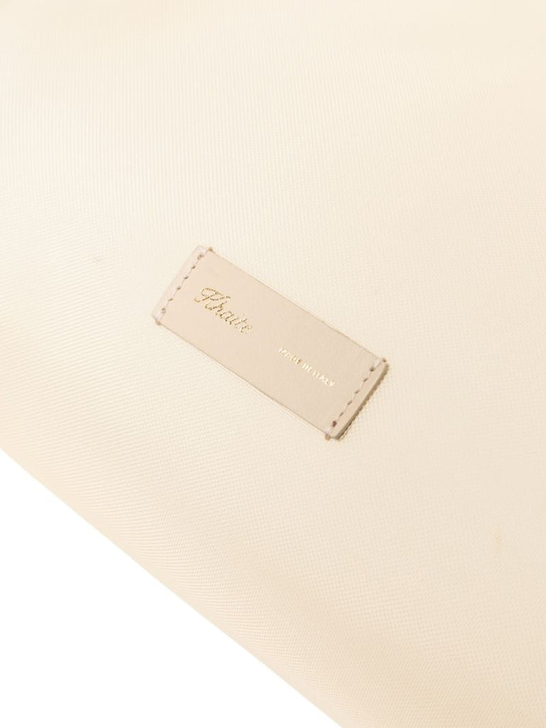 Beige Sheer Panel Metal Frame Tote Bag