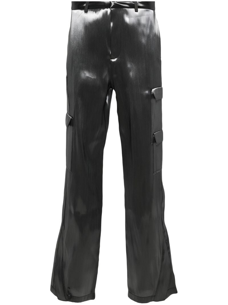 Grey High-shine Straight Trousers