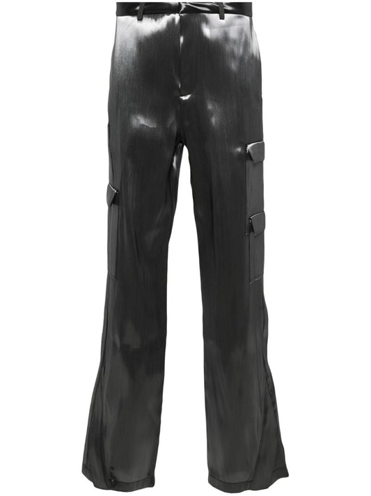 Grey High-shine Straight Trousers