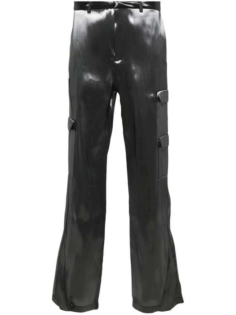 Grey High-shine Straight Trousers