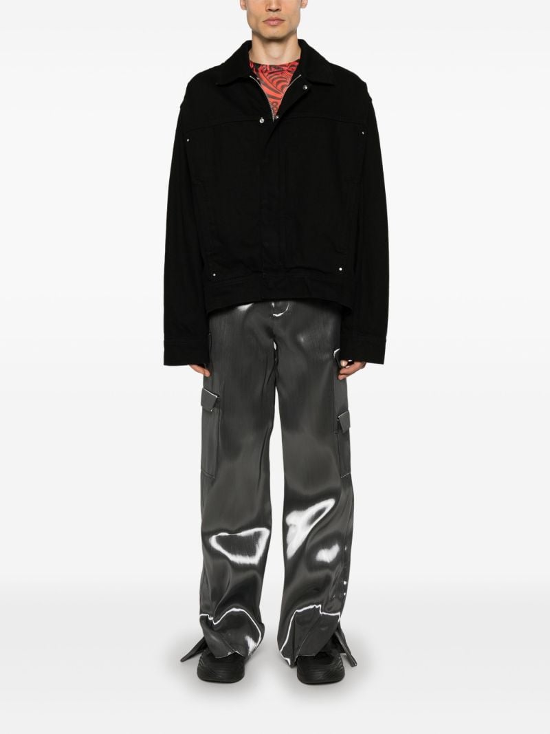 Grey High-shine Straight Trousers