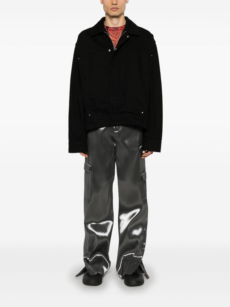 Grey High-shine Straight Trousers