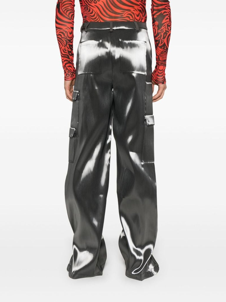 Grey High-shine Straight Trousers