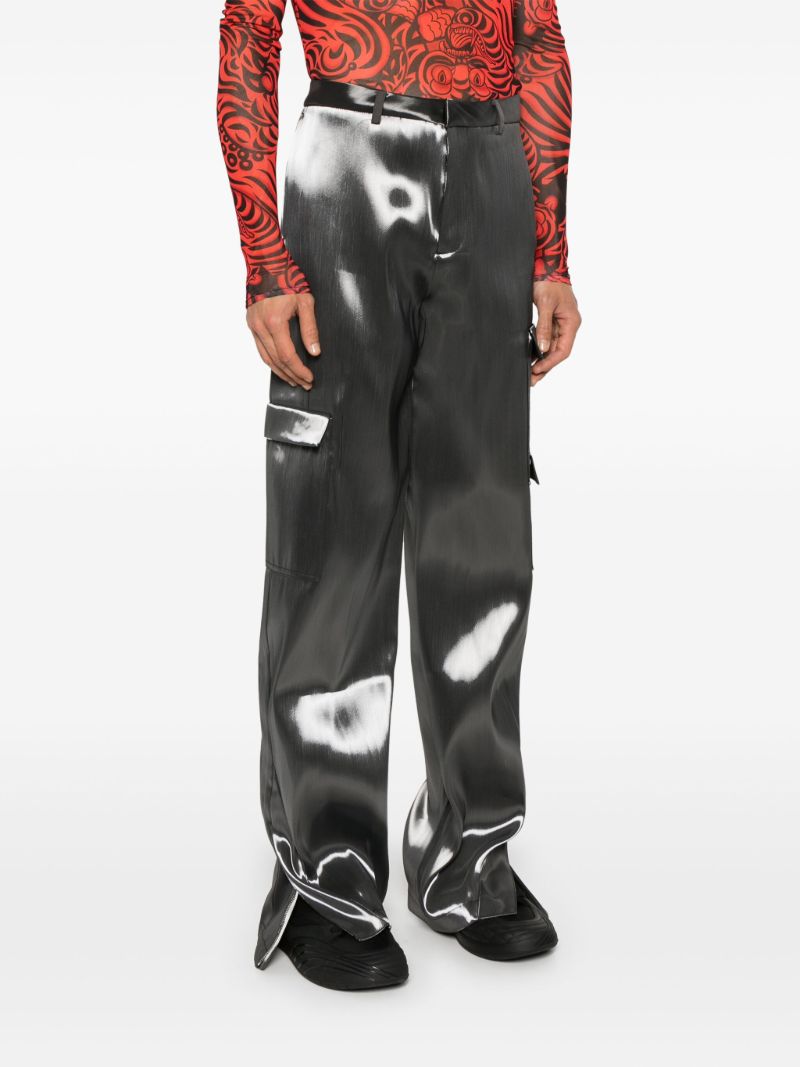 Grey High-shine Straight Trousers