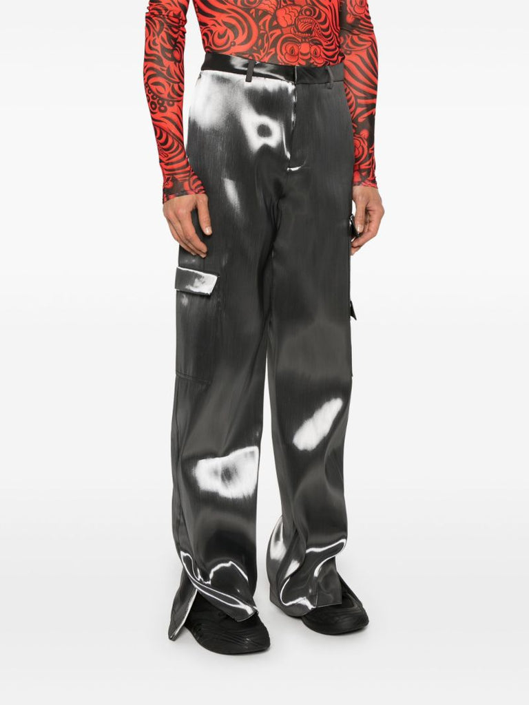 Grey High-shine Straight Trousers