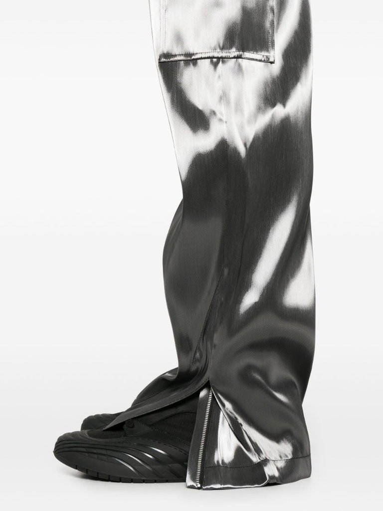 Grey High-shine Straight Trousers