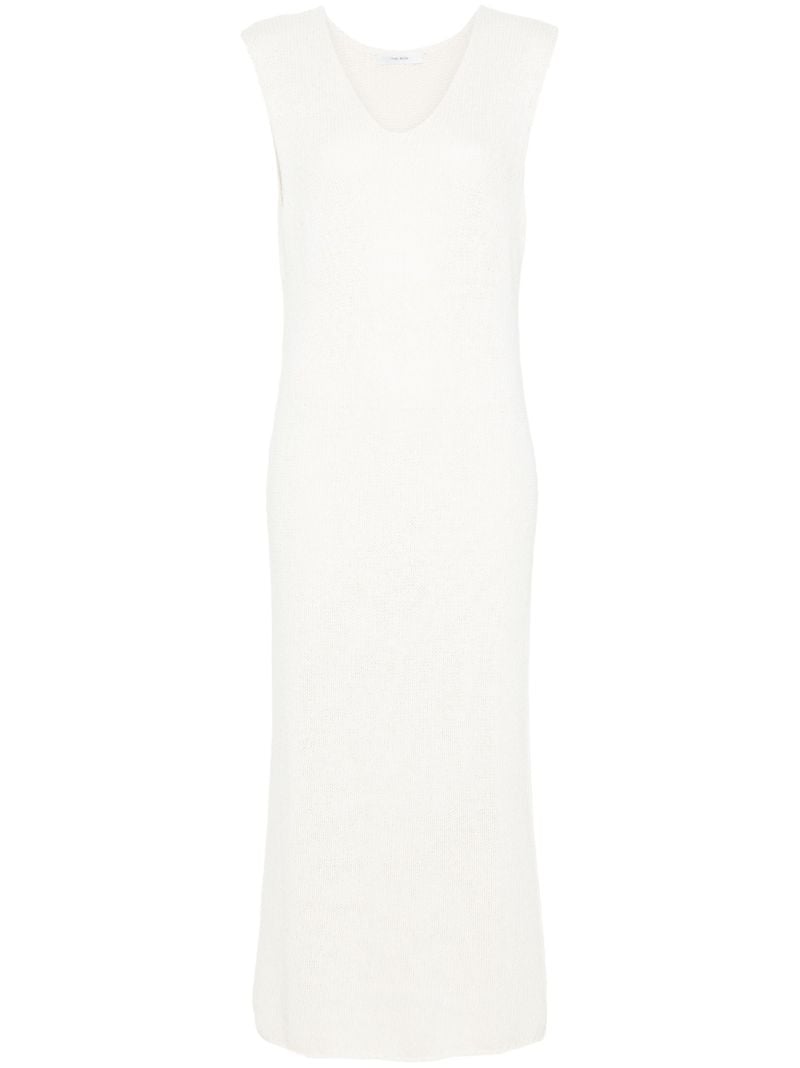 White Folosa V-neck Midi Dress