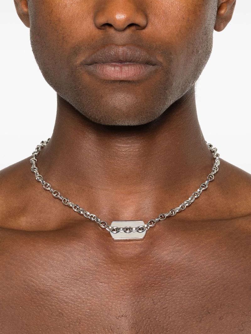 Sterling Silver Inline Razer Tag Necklace