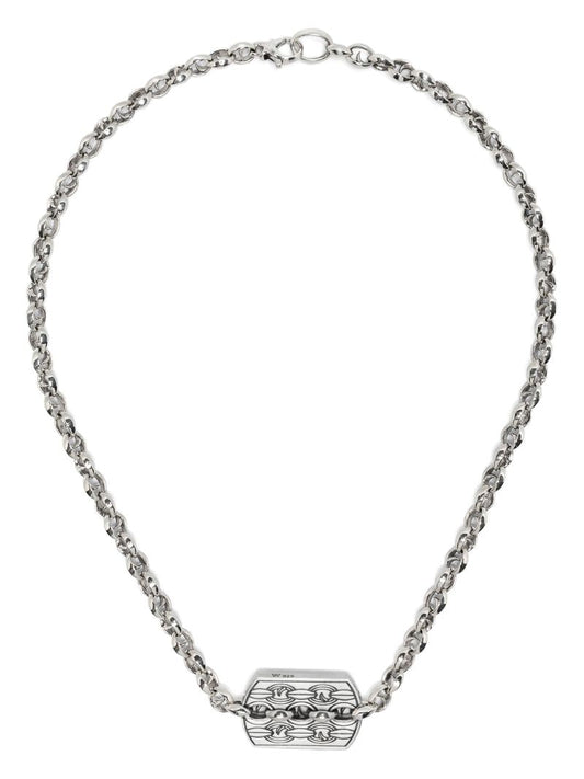 Sterling Silver Inline Razer Tag Necklace