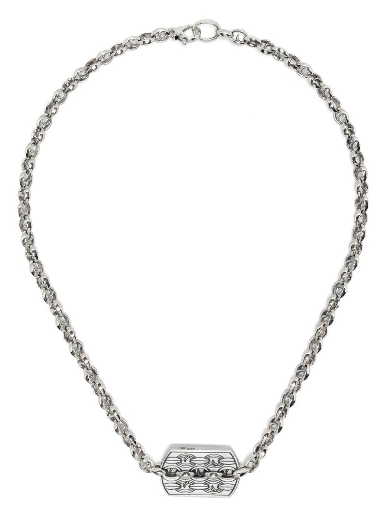 Sterling Silver Inline Razer Tag Necklace