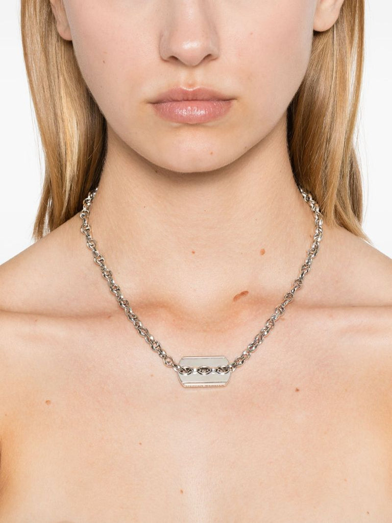 Sterling Silver Inline Razer Tag Necklace
