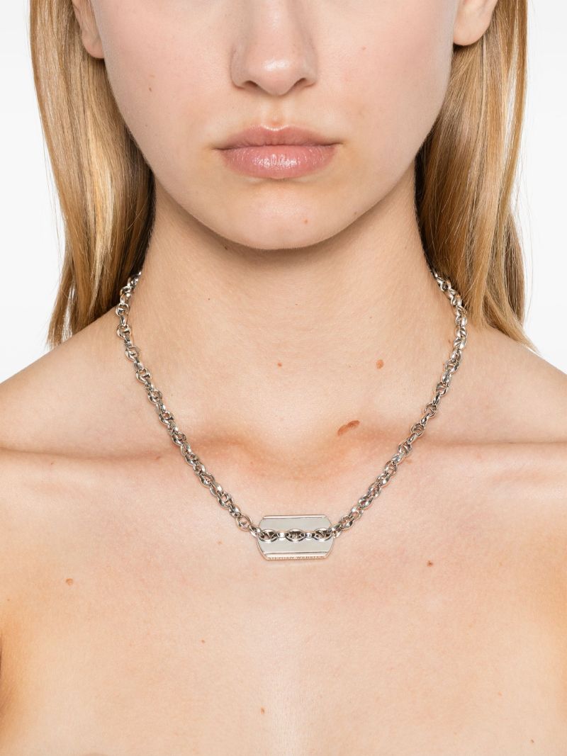 Sterling Silver Inline Razer Tag Necklace