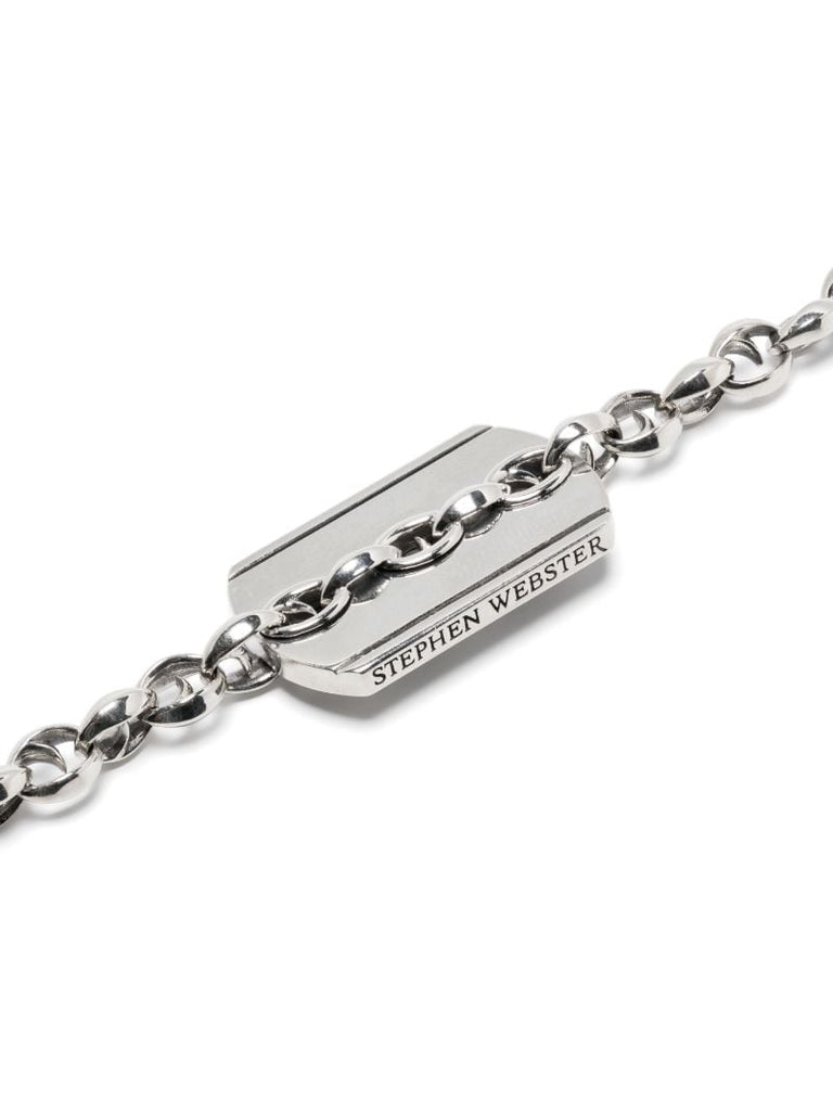 Sterling Silver Inline Razer Tag Necklace