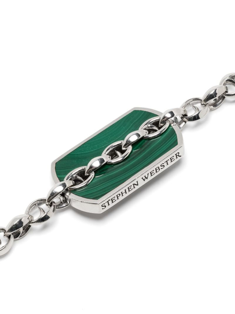 Sterling Silver Inline Razer Tag Malachite Necklace