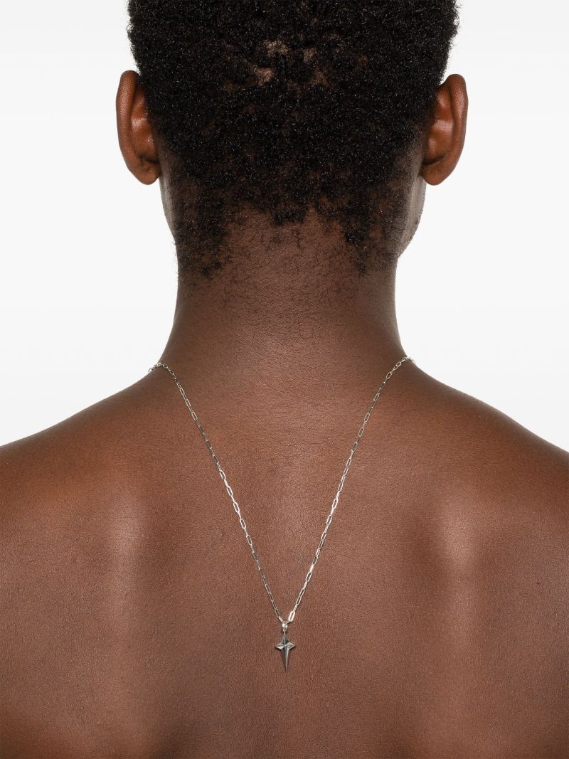 Sterling Silver New Cross Black Diamond Necklace