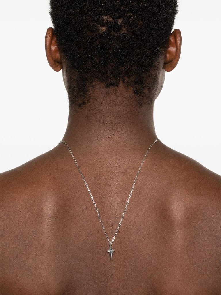 Sterling Silver New Cross Black Diamond Necklace