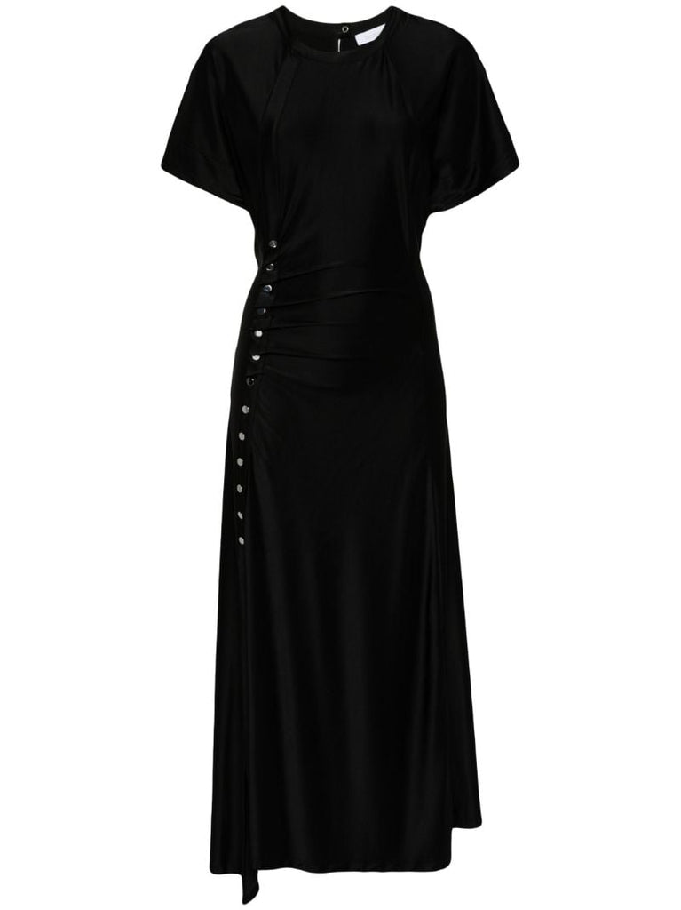 Black Draped Press-stud Dress