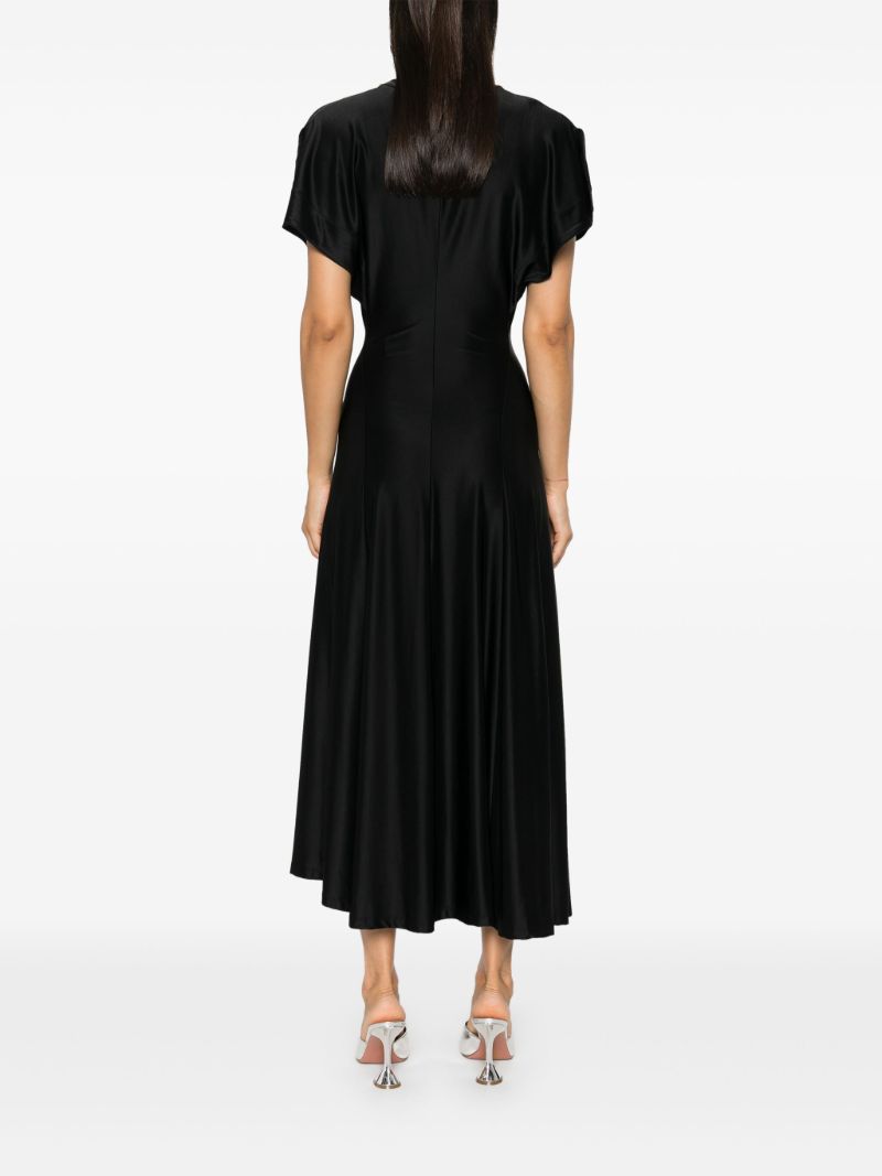 Black Draped Press-stud Dress