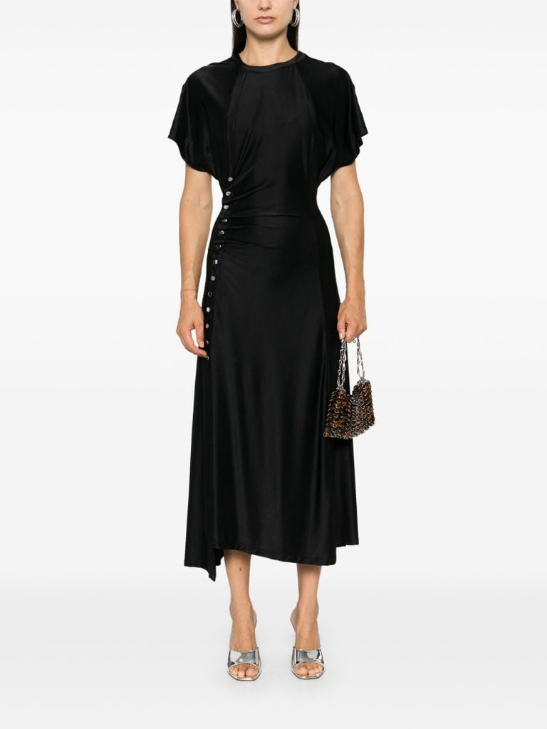 Black Draped Press-stud Dress