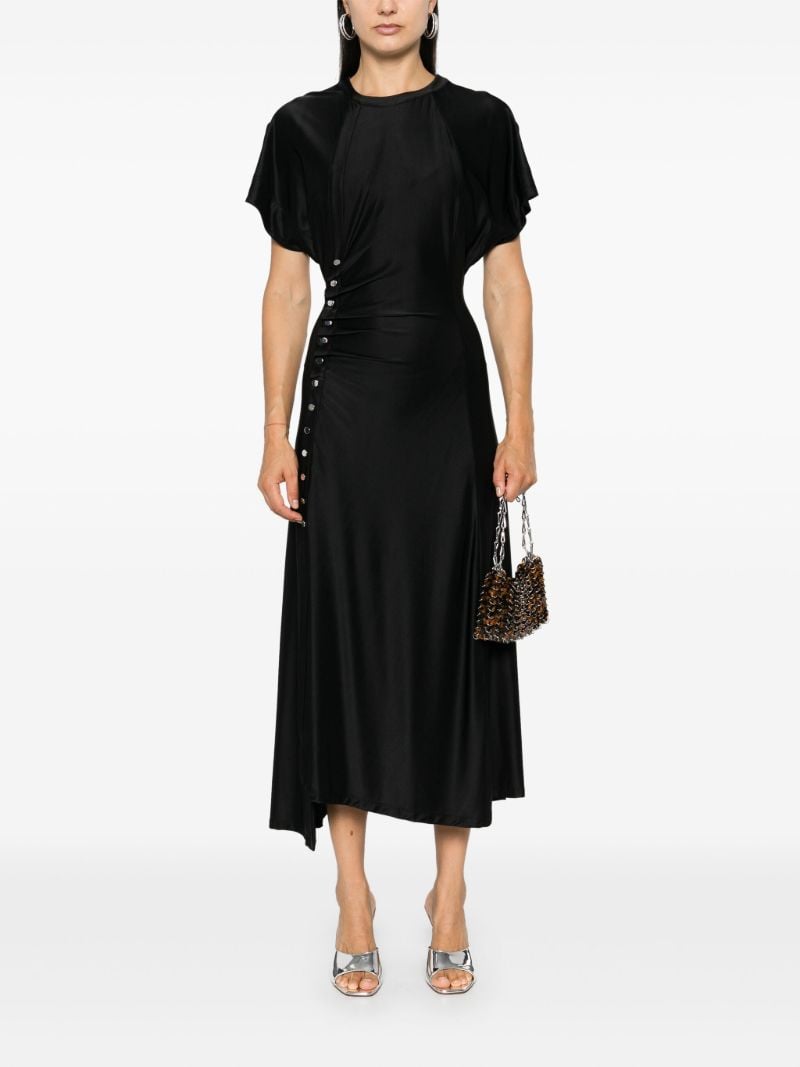 Black Draped Press-stud Dress