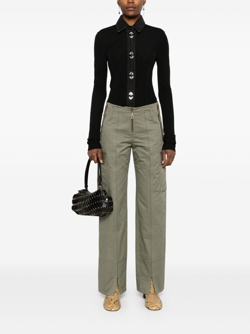 Decorative Zip Straight-legged Trousers