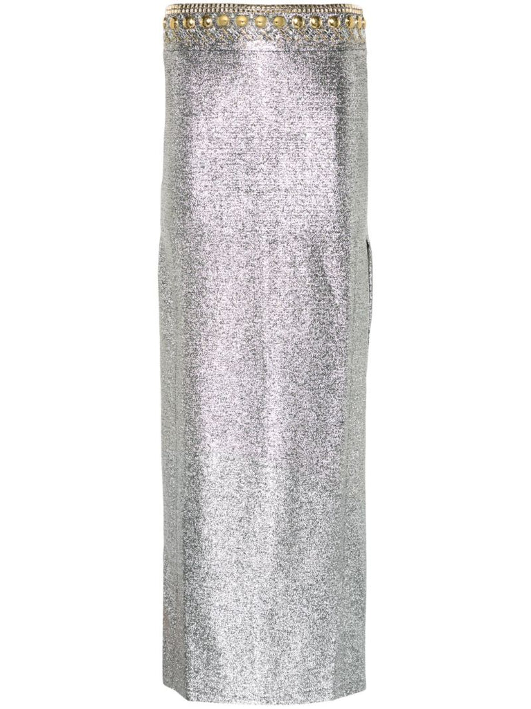 Silver Metallic-finish Maxi Skirt