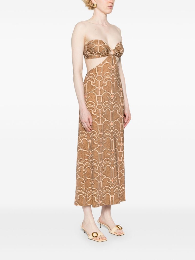 Brown Jungle Geometric Midi Dress