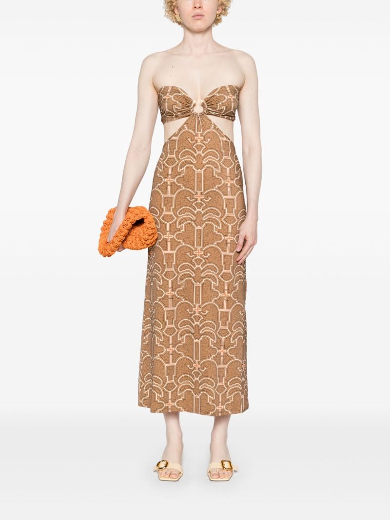 Brown Jungle Geometric Midi Dress