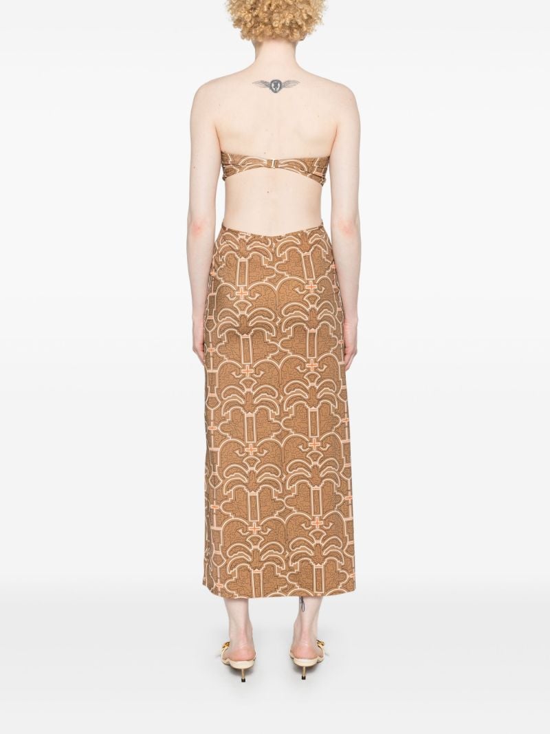 Brown Jungle Geometric Midi Dress