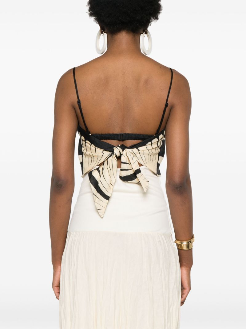 Black Tree Soul Linen Cropped Top
