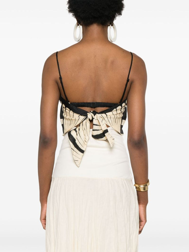 Black Tree Soul Linen Cropped Top