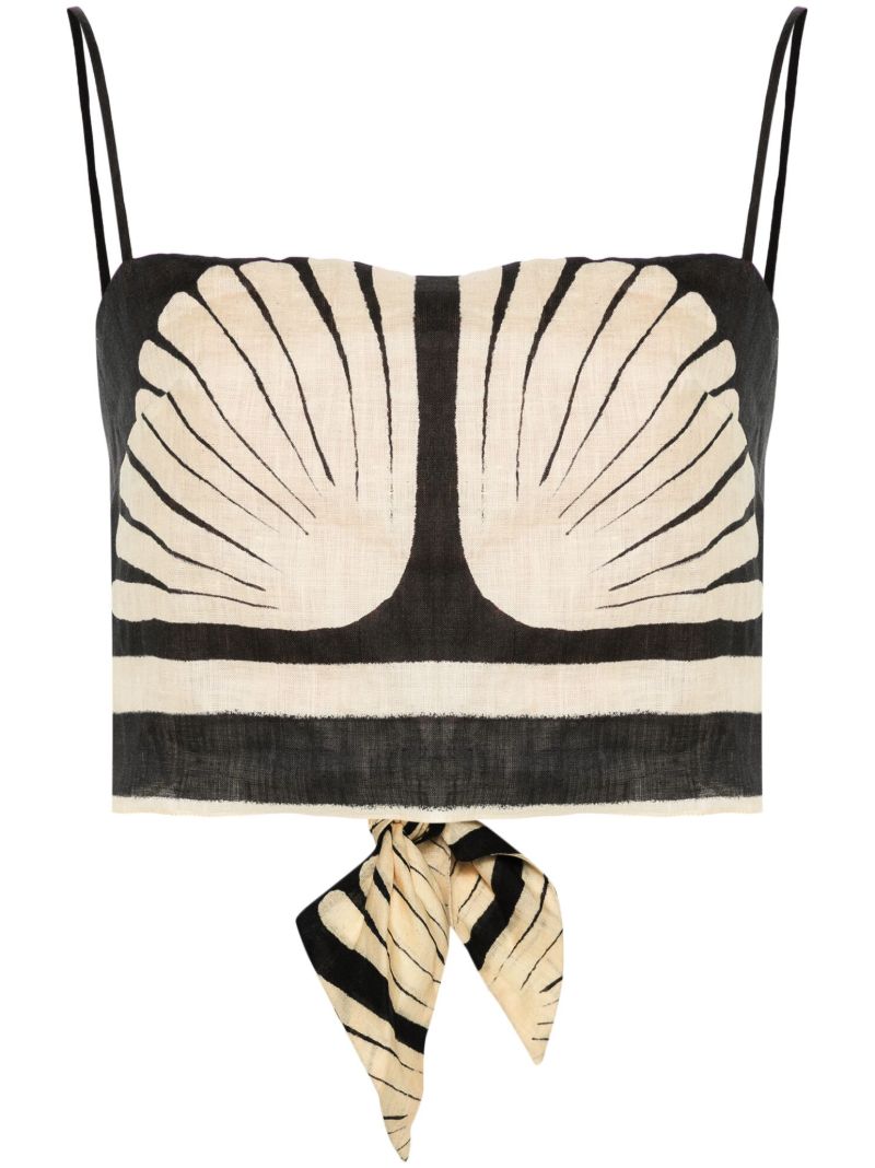 Black Tree Soul Linen Cropped Top