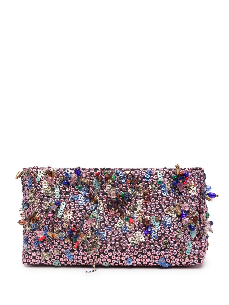 Pink Sequinned Clutch Bag