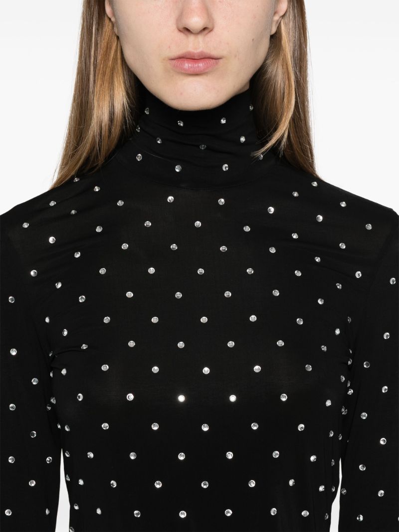 Black Crystal-embellished Jersey Top