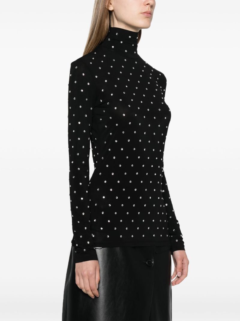 Black Crystal-embellished Jersey Top