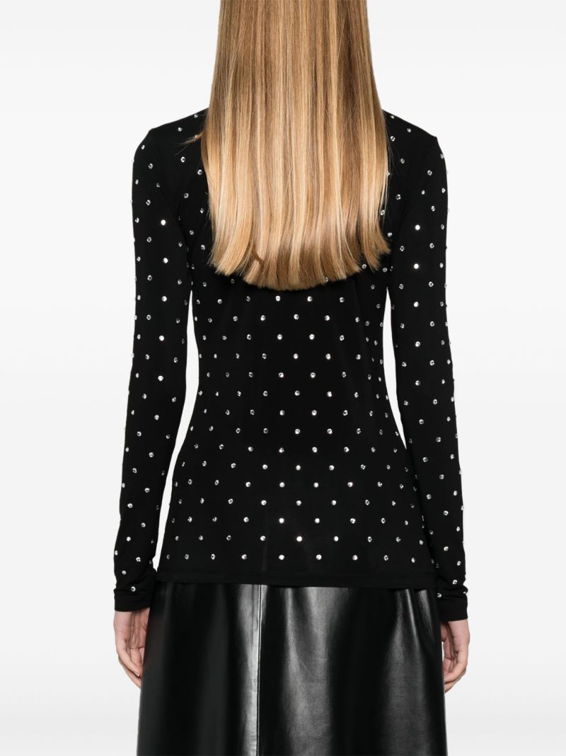 Black Crystal-embellished Jersey Top