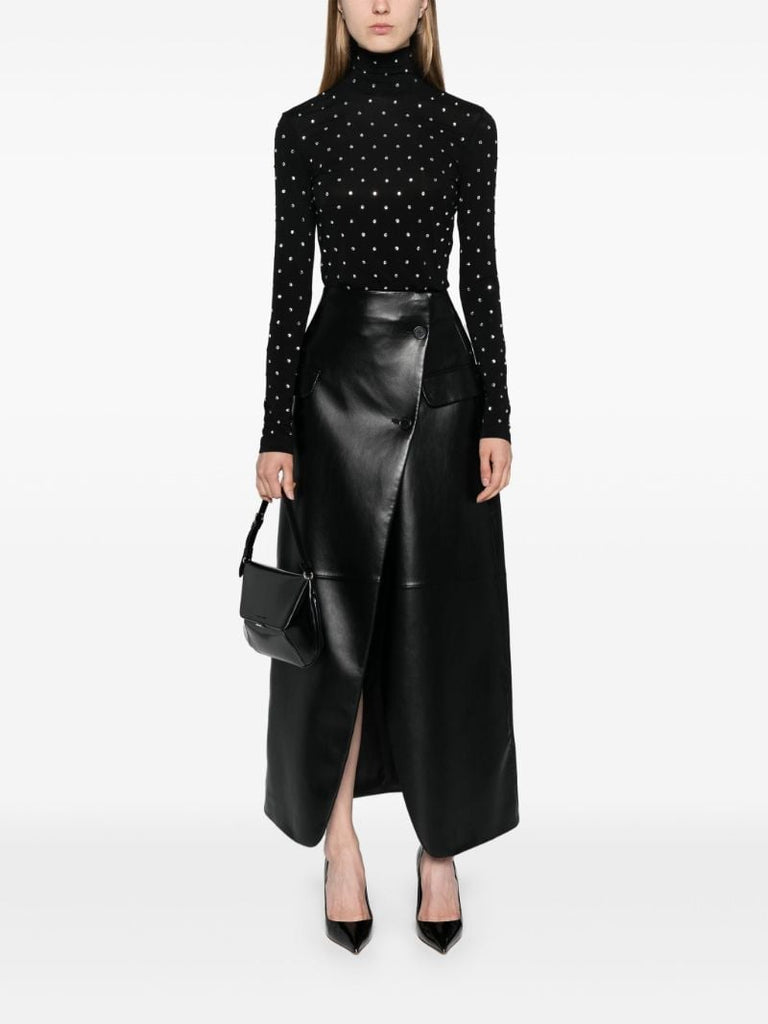 Black Crystal-embellished Jersey Top