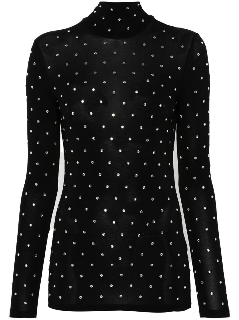 Black Crystal-embellished Jersey Top