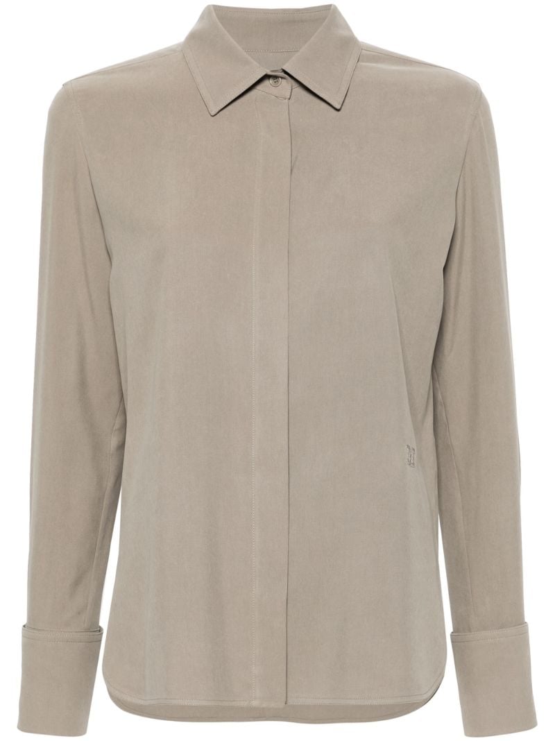Green Long-sleeve Silk Shirt