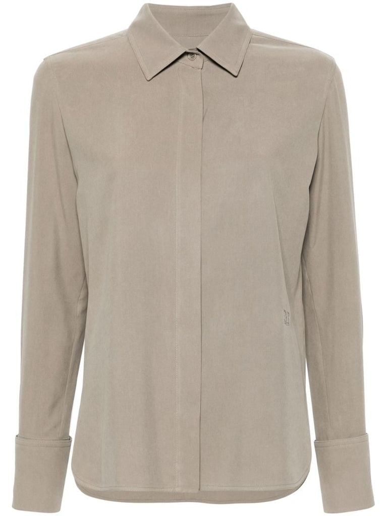 Green Long-sleeve Silk Shirt