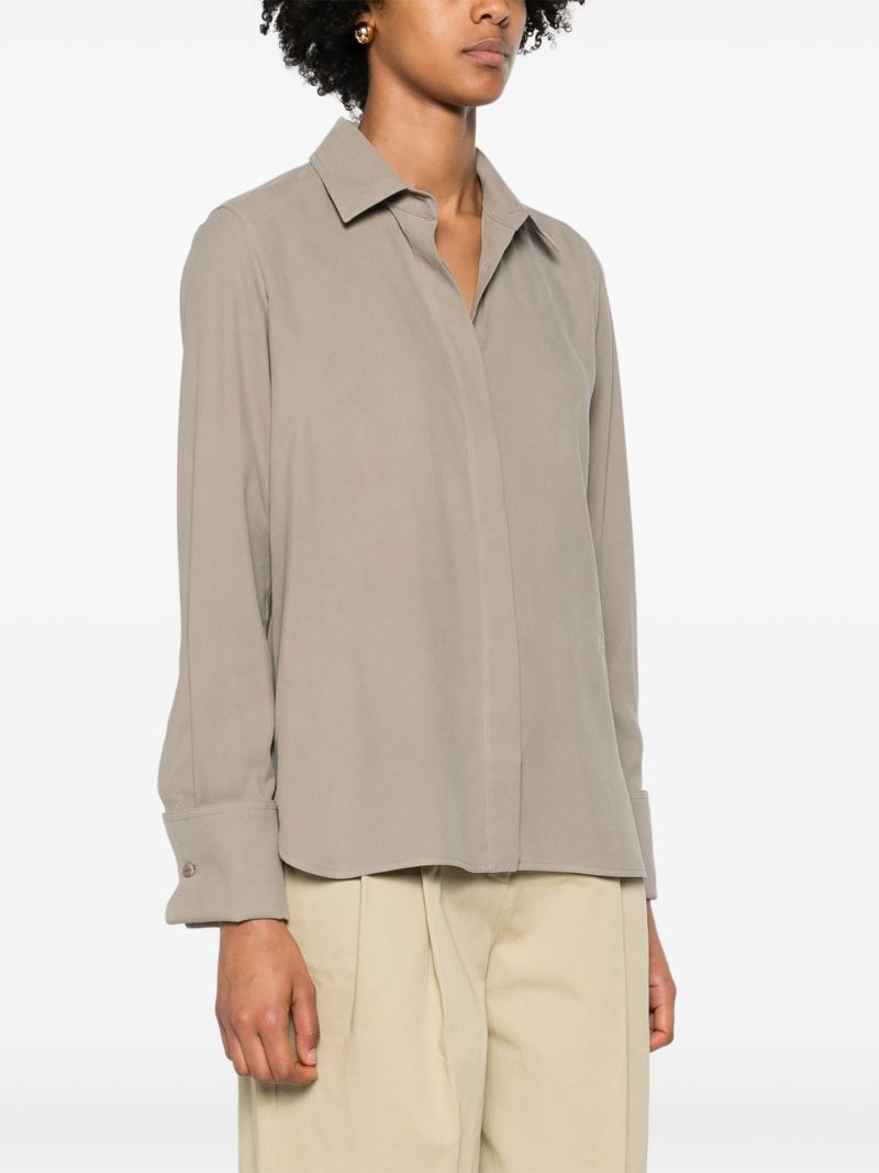 Green Long-sleeve Silk Shirt