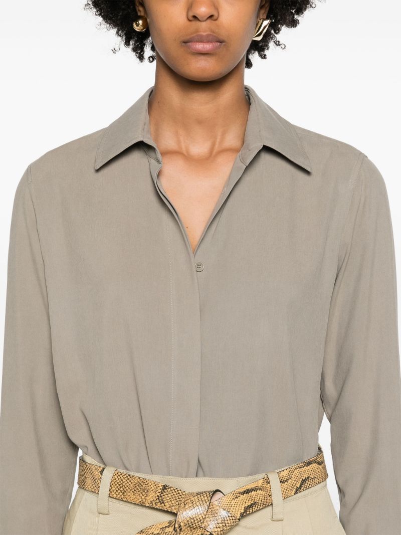 Green Long-sleeve Silk Shirt