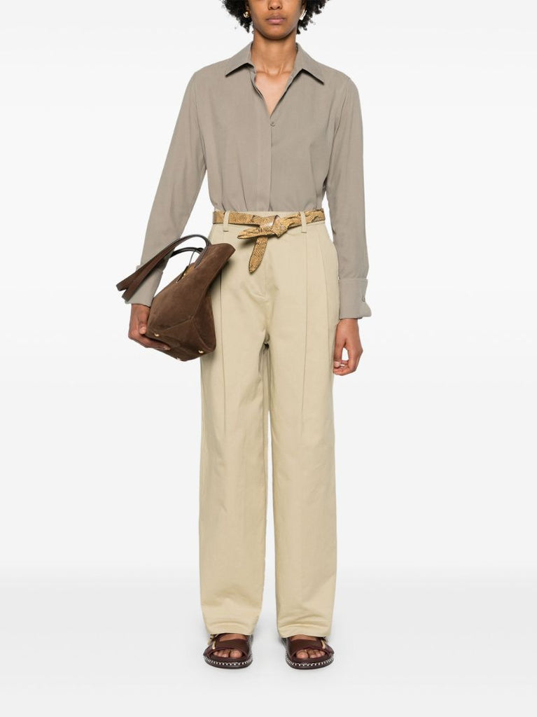 Green Long-sleeve Silk Shirt